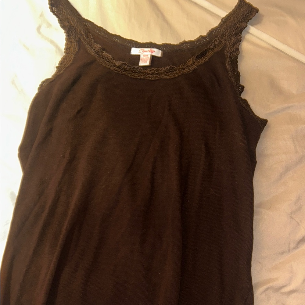 Lena Chocolate Brown Camisole with Lace Trim